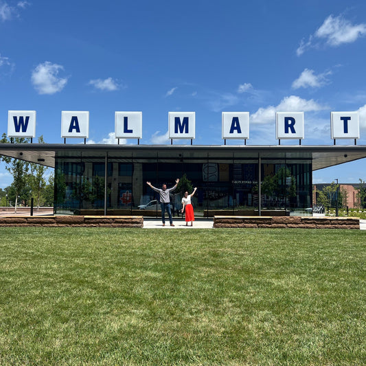 Tyler & Stephanie Leshney literally jumping for joy at Walmart’s HQ