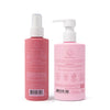 Two Dabble & Dollop Cherry on Top® Detangling Duo Bundle bottles—Detangling Spray and Pump Conditioner—stand side by side, featuring white text, icons, the brand’s logo, and product directions on their labels.
