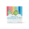 Dabble & Dollop Sponge Pop™ Sponge with Built-In Body Wash features a green, smiling honeydew sponge in a rainbow box. Text highlights “natural origin honeydew scent.” Net wt. 3 oz / 85g.